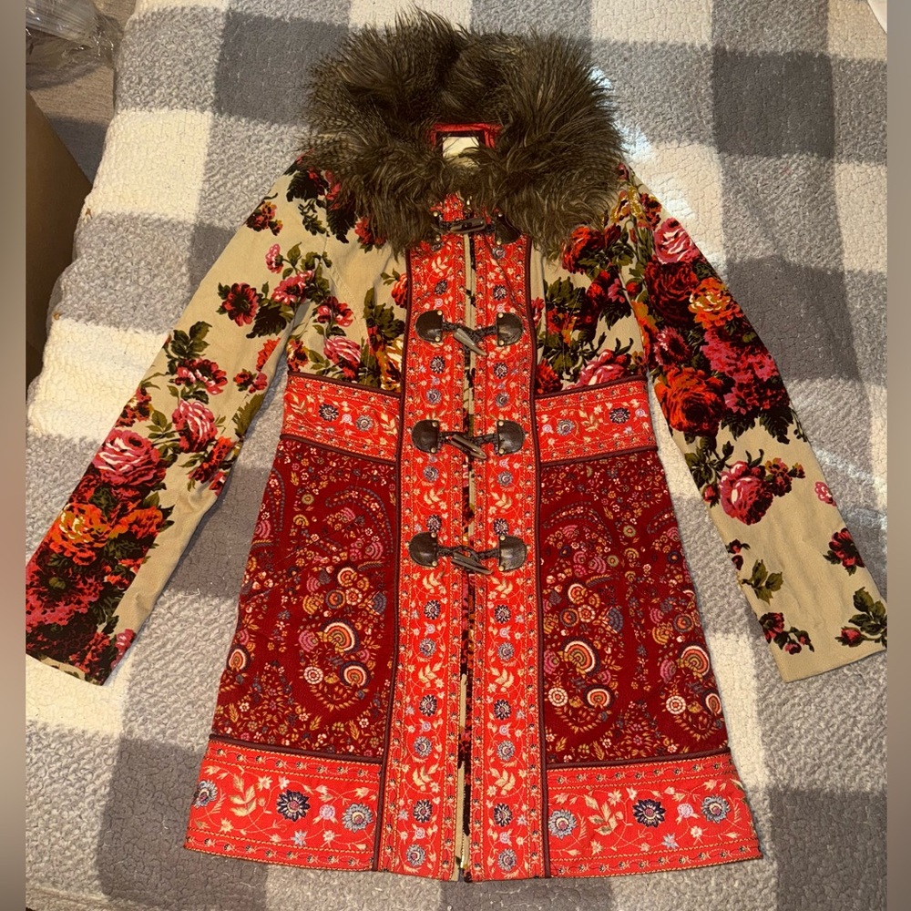 SOLD Anthropologie Elevenses Rare Karelia Velvet Embroidered Coat Jacket size 8